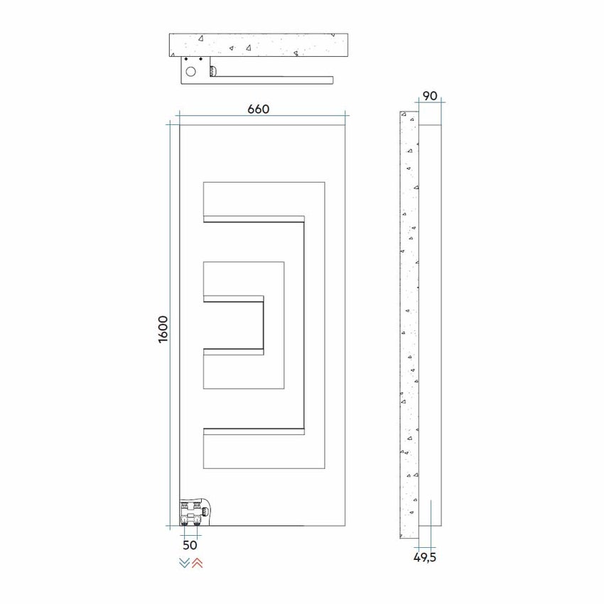 Immagine di Irsap DEDALO radiatore H.160 L.66 P.9 cm, con LED, colore bruno tabacco finitura ruvido Cod.1B DEDL066B1BIRALN-LED-AA