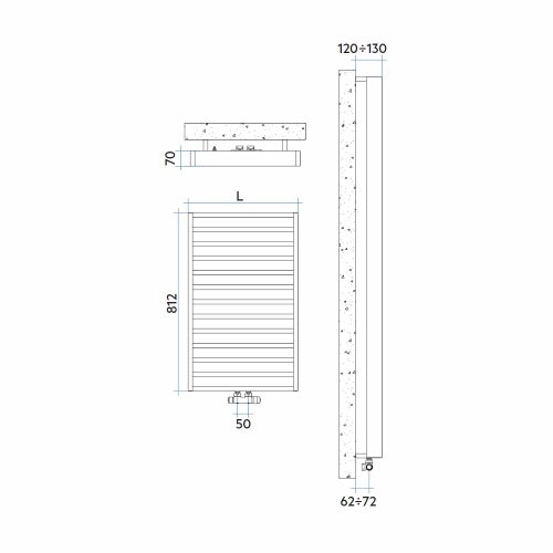 Immagine di Irsap IT IS radiatore 13 tubi H.81,2 L.50 P.7 cm, finitura cromo Cod.50 ITP050B50IR01NNN03