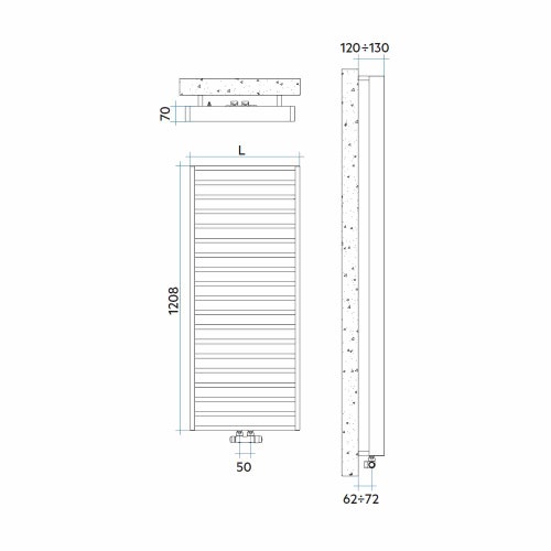 Immagine di Irsap IT IS radiatore 19 tubi H.120,8 L.60 P.7 cm, finitura cromo Cod.50 ITL060B50IR01NNN01