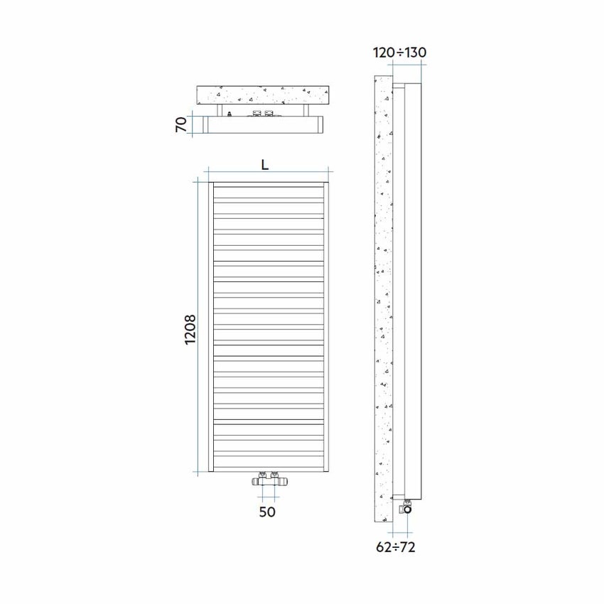 Immagine di Irsap IT IS radiatore 19 tubi H.120,8 L.60 P.7 cm, finitura cromo Cod.50 ITL060B50IR01NNN01