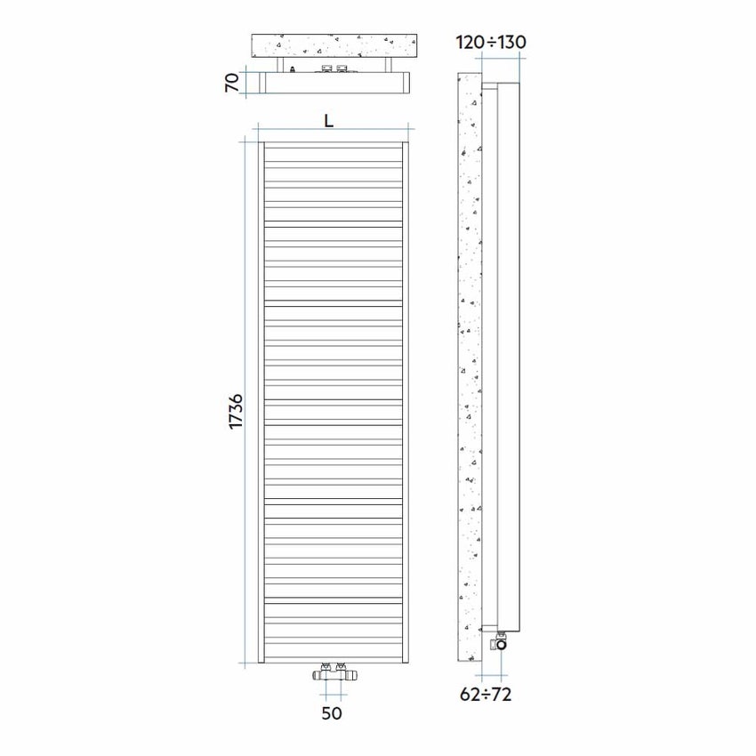 Immagine di Irsap IT IS radiatore 27 tubi H.173,6 L.50 P.7 cm, finitura cromo Cod.50 ITE050B50IR01NNN01