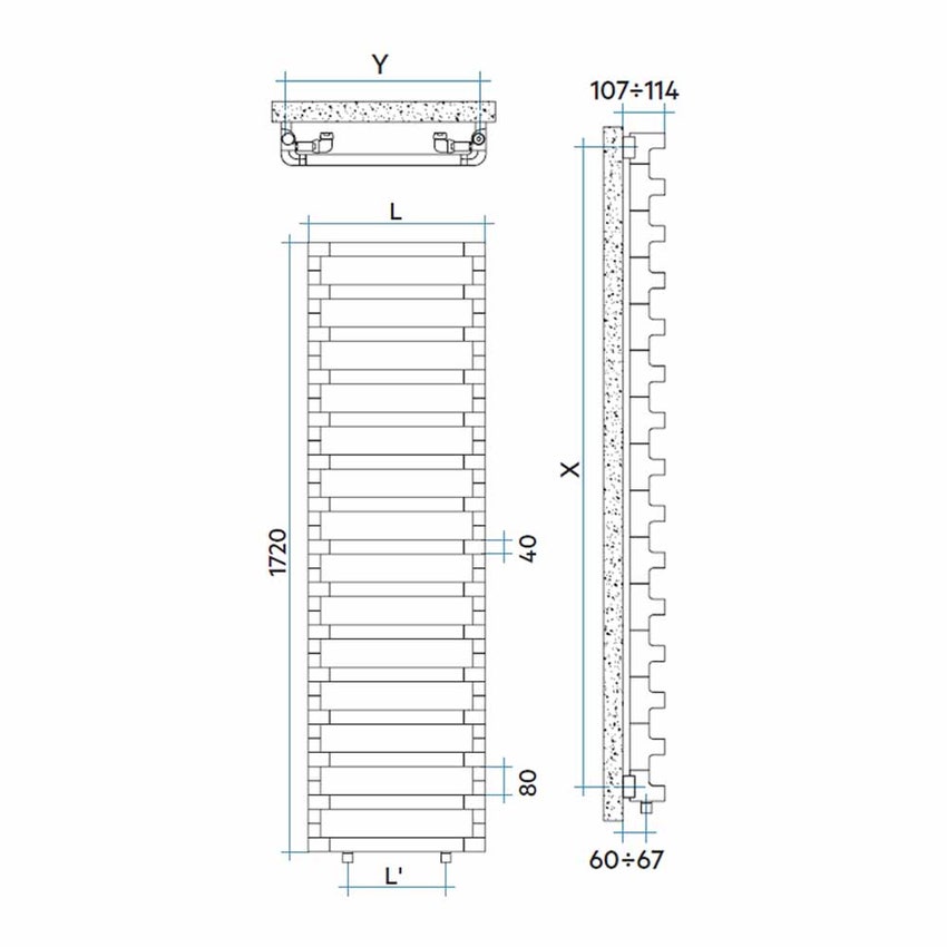 Immagine di Irsap STEP_B radiatore 15 elementi H.172 L.60 P.10,7 cm, finitura cromo Cod.50 SEE060B50IR01NNN02