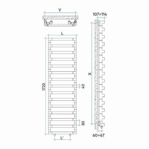 Immagine di Irsap STEP_B radiatore 15 elementi H.172 L.50 P.10,7 cm, colore bianco perla finitura ruvido Cod.16 SEE050B16IR01NNN02