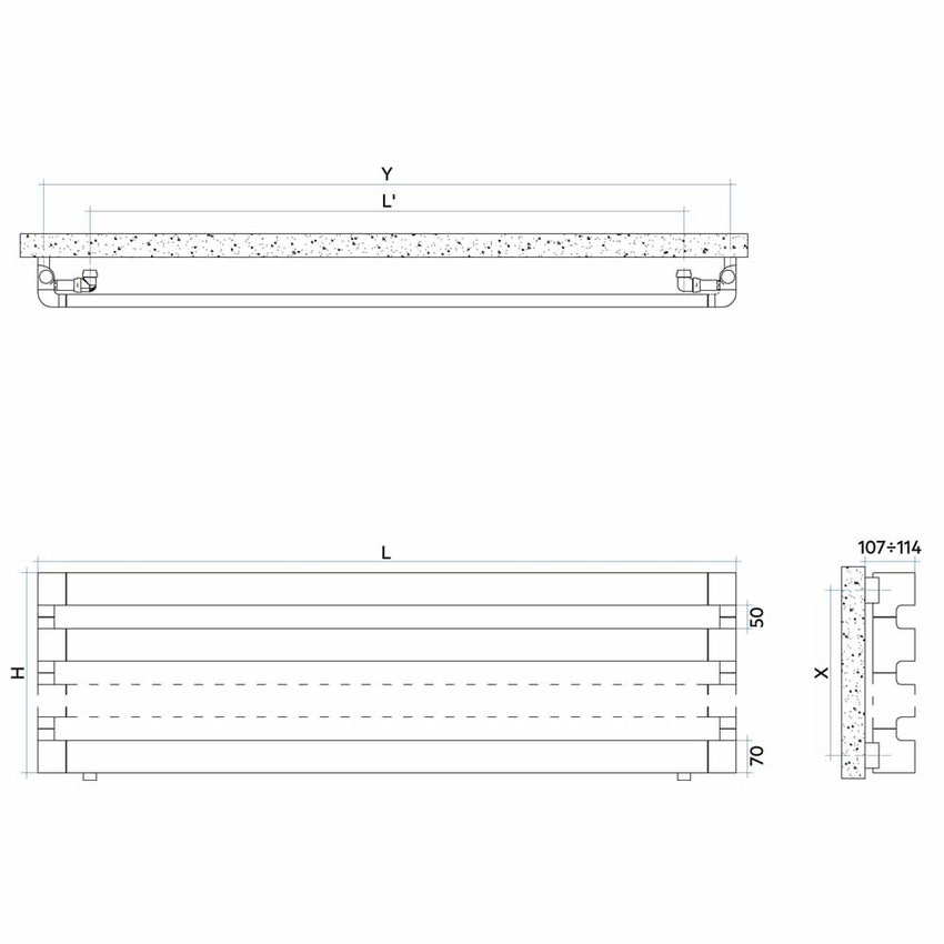Immagine di Irsap STEP_H radiatore 3 elementi H.31 L.150 P.10,7 cm, finitura cromo Cod.50 SE115000350IR01