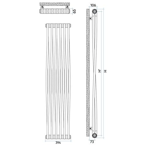Immagine di Irsap TESI MEMORY radiatore 6 elementi, H.180,2 L.39,4 P.6,5 cm, colore bianco standard finitura lucido Cod.01 RM218000601IR02N01
