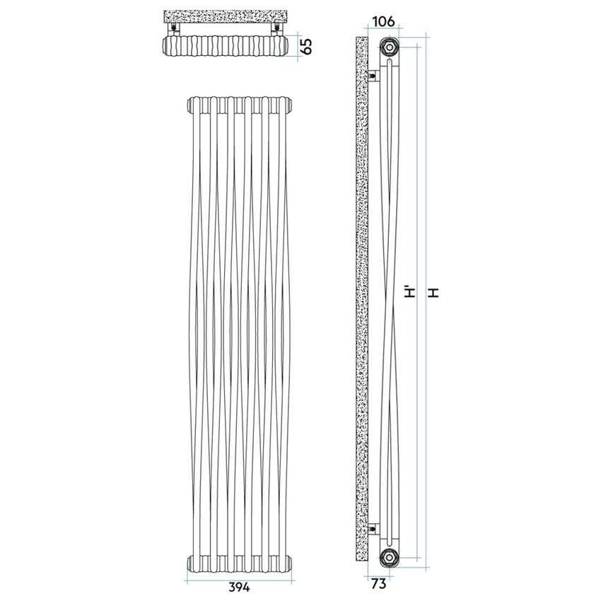 Immagine di Irsap TESI MEMORY radiatore 6 elementi, H.180,2 L.39,4 P.6,5 cm, colore bianco standard finitura lucido Cod.01 RM218000601IR02N01