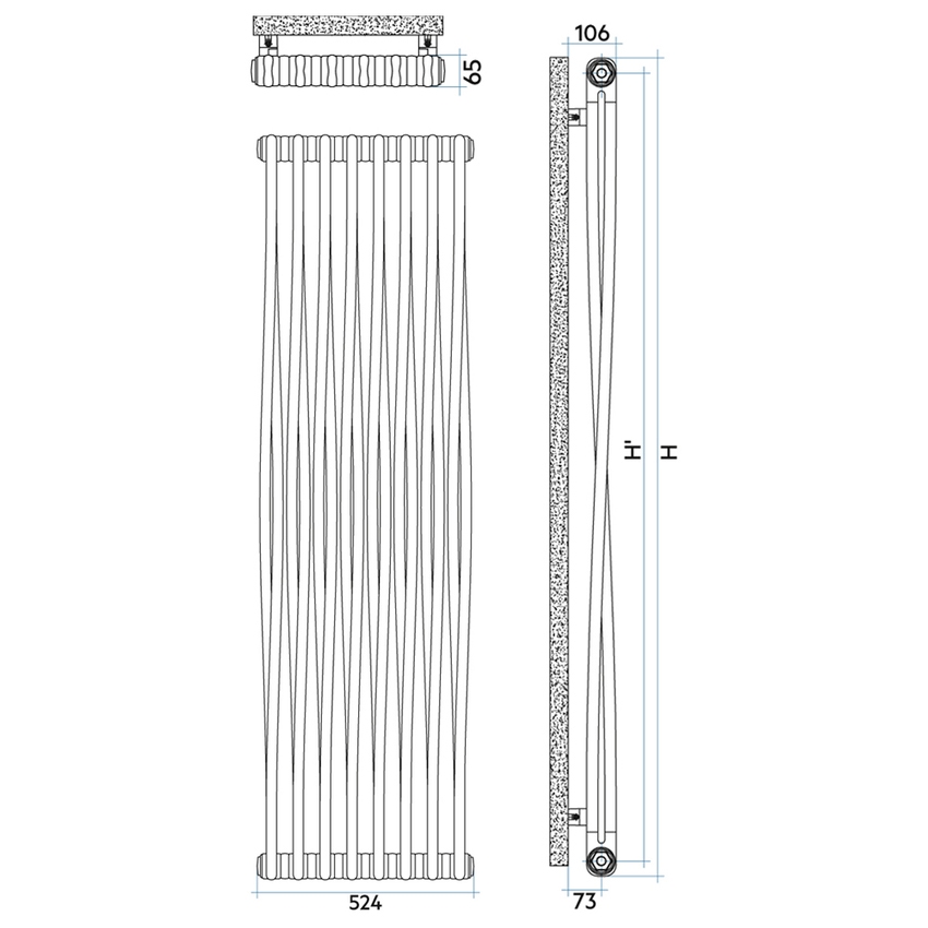 Immagine di Irsap TESI MEMORY radiatore 8 elementi, H.200,2 L.52,4 P.6,5 cm, colore bianco standard finitura lucido Cod.01 RM220000801IR02N02