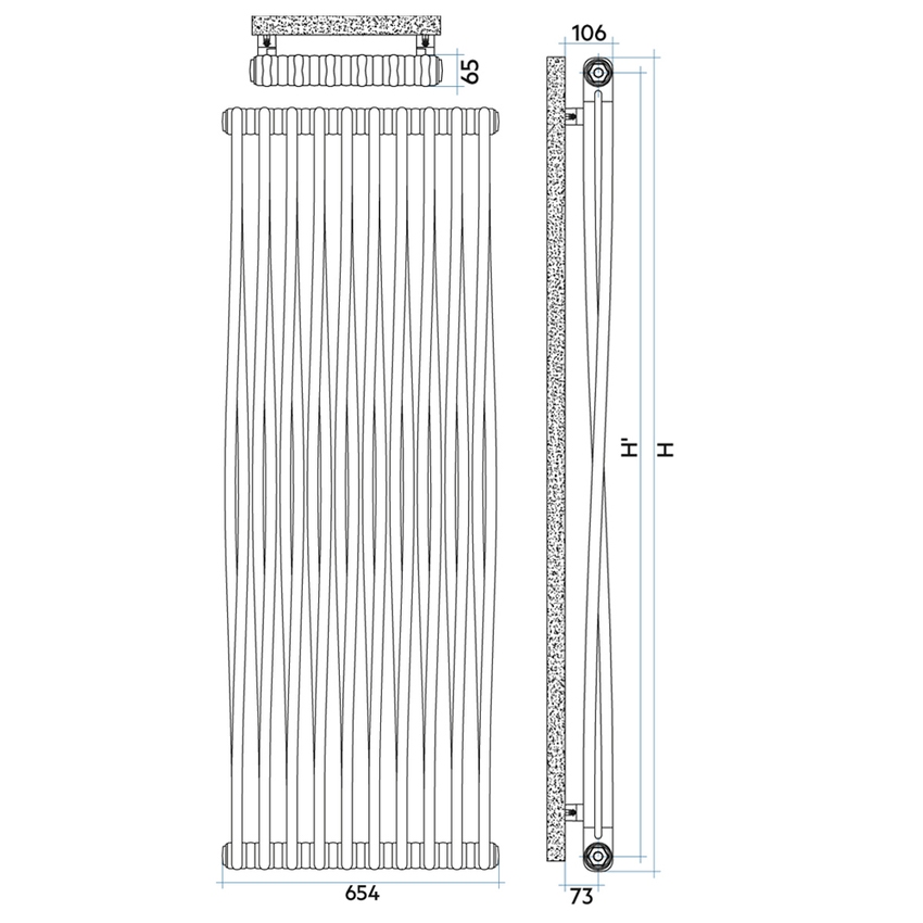 Immagine di Irsap TESI MEMORY radiatore 10 elementi, H.200,2 L.65,4 P.6,5 cm, colore bianco standard finitura lucido Cod.01 RM220001001IR02N01