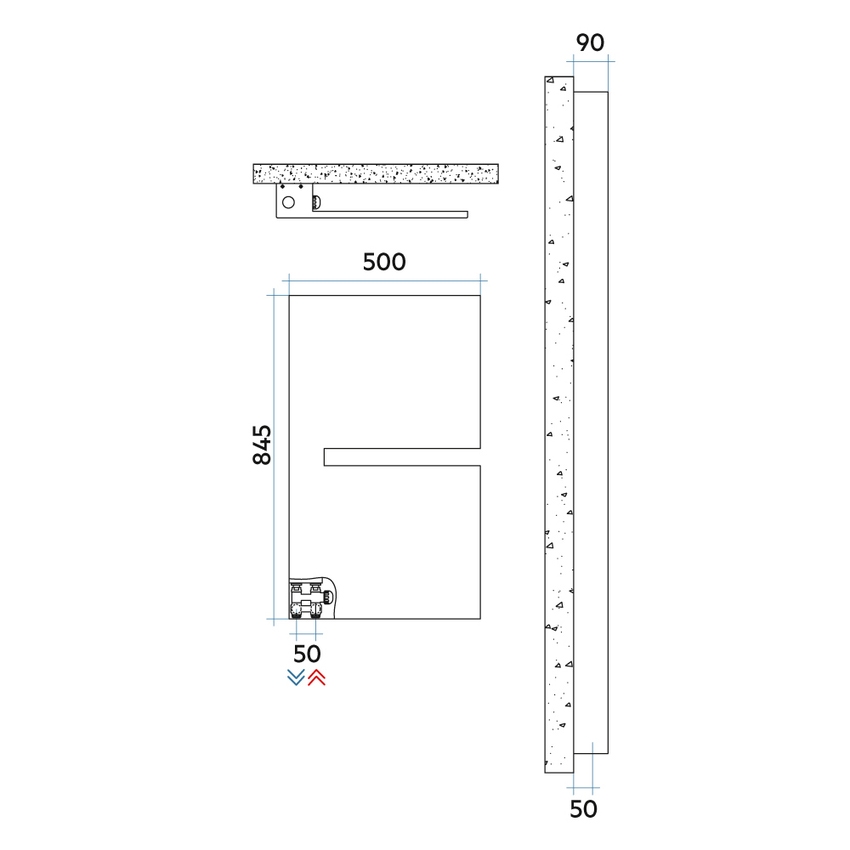 Immagine di Irsap SEQUENZE S radiatore H.84,5 L.50 P. 9 cm, colore bianco standard finitura lucido Cod.01 SQZS050B01IRANN001