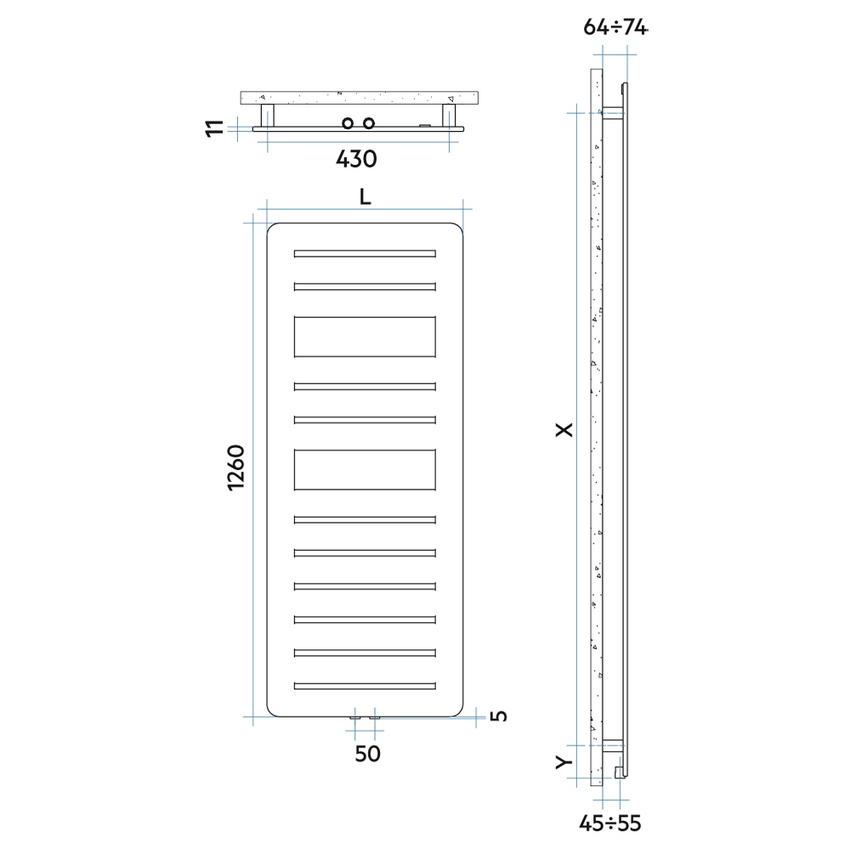 Immagine di Irsap PAGE radiatore 13 tubi H.126 L.60 P.1,1 cm, 2 intervalli, colore bianco standard finitura lucido Cod.01 PGM060B01IR05NNN