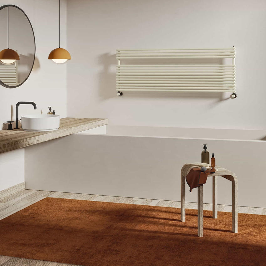 Immagine di Irsap RIGO scaldasalviette, 14 tubi, 1 intervallo, H.54,3 L.52 P.5 cm, colore bianco standard finitura lucido Cod.01 RIP052B01IR01NNN02