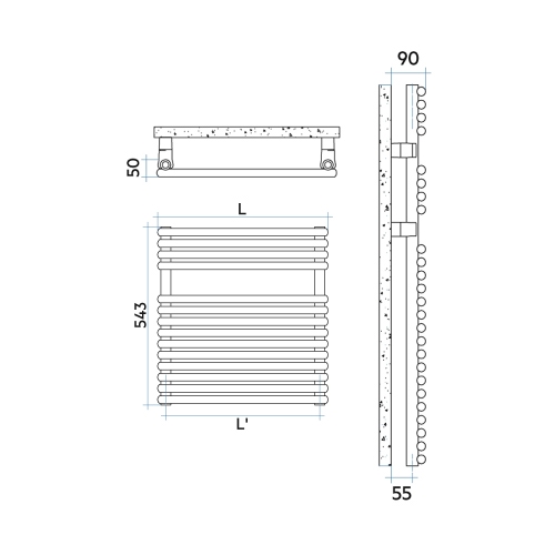 Immagine di Irsap RIGO scaldasalviette, 14 tubi, 1 intervallo, H.54,3 L.52 P.5 cm, colore bianco standard finitura lucido Cod.01 RIP052B01IR01NNN02