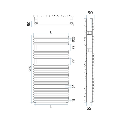 Immagine di Irsap RIGO scaldasalviette, 25 tubi, 2 intervalli, H.98,5 L.152 P.5 cm, colore bianco standard finitura lucido Cod.01 RIM152B01IR01NNN01