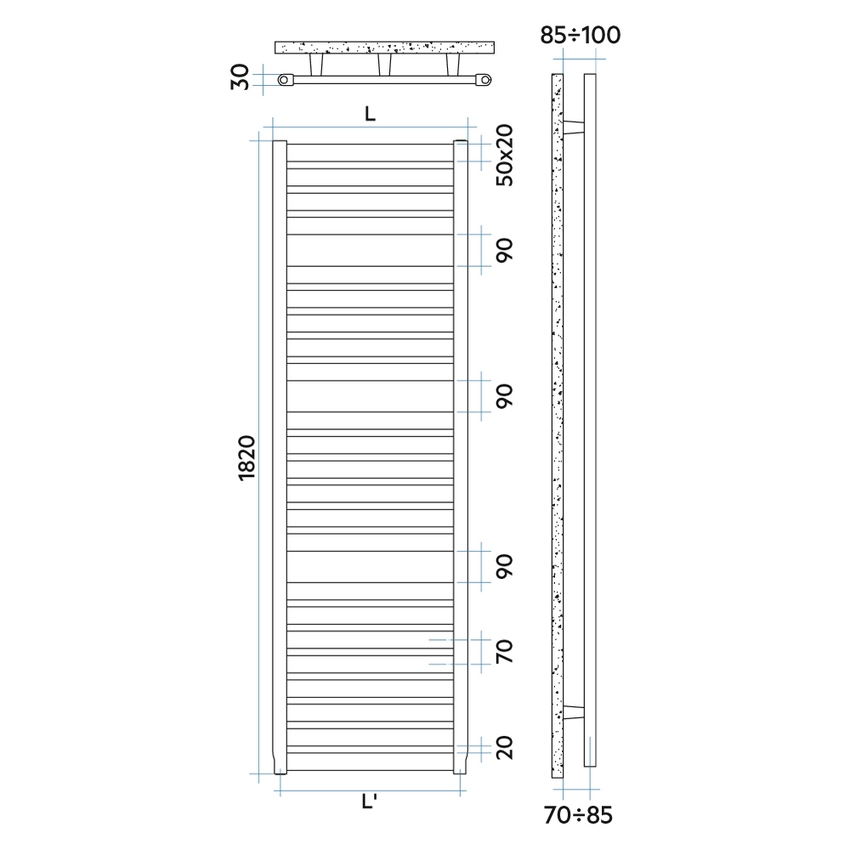 Immagine di Irsap VELA scaldasalviette, 23 tubi, 3 intervalli, H.182 L.66 P.3 cm, colore bianco standard finitura lucido Cod.01 VEE066B01IR01NNN02