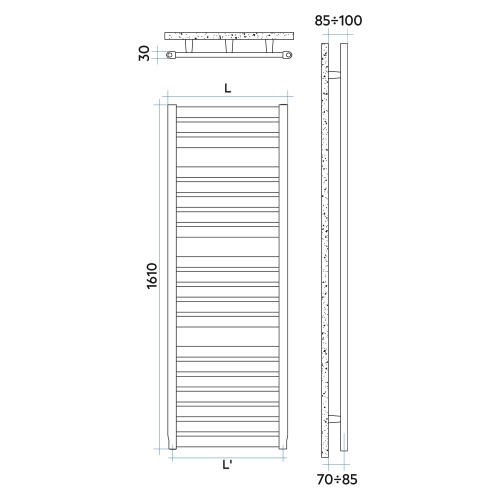 Immagine di Irsap VELA scaldasalviette, 20 tubi, 3 intervalli, H.161 L.46 P.3 cm, colore bianco standard finitura lucido Cod.01 VEL046B01IR01NNN01