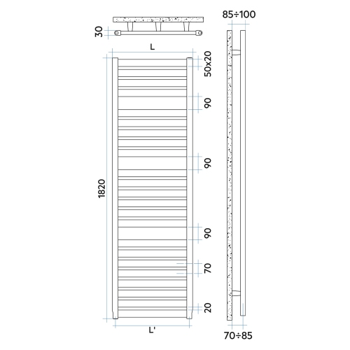 Immagine di Irsap VELA scaldasalviette, 23 tubi, 3 intervalli, H.182 L.46 P.3 cm, colore bianco standard finitura lucido Cod.01 VEE046B01IR01NNN01