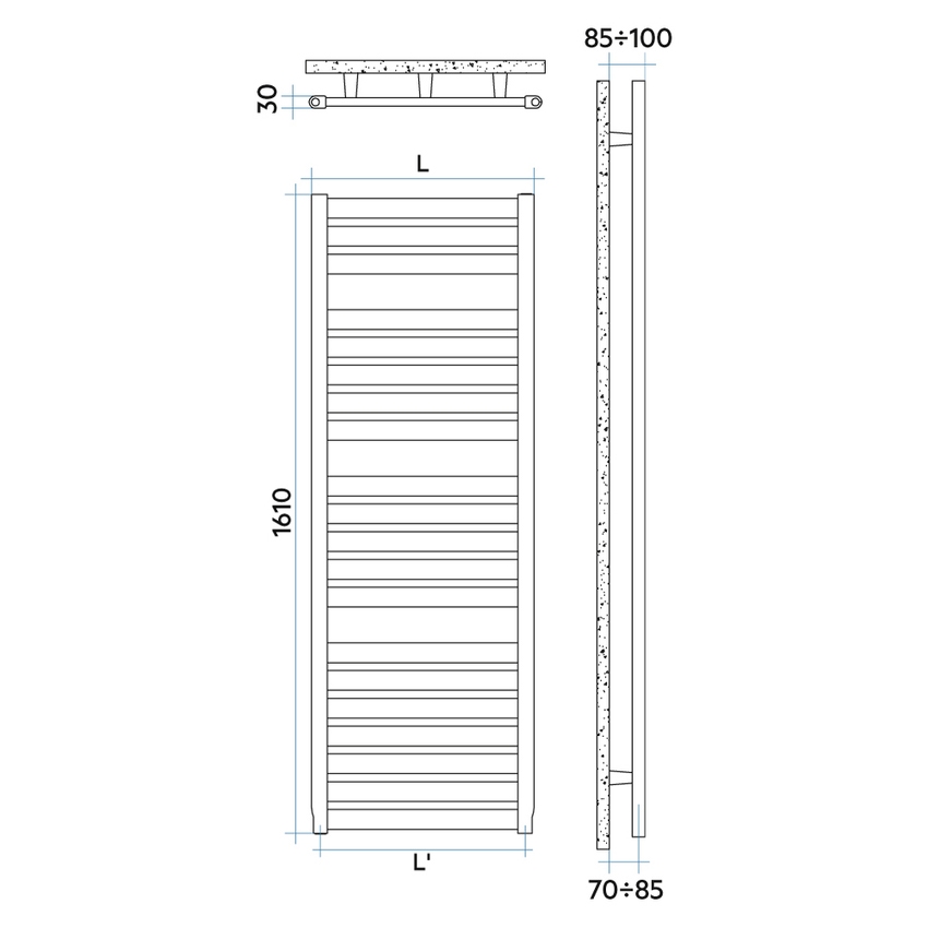 Immagine di Irsap VELA scaldasalviette, 20 tubi, 3 intervalli, H.161 L.46 P.3 cm, colore bianco perla finitura ruvido Cod.16 VEL046B16IR01NNN01