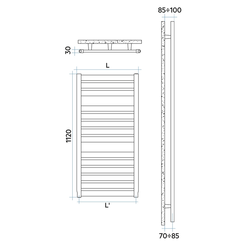 Immagine di Irsap VELA scaldasalviette, 14 tubi, 2 intervalli, H.112L.46 P.3 cm, colore sunstone finitura ruvido Cod.2D VEM046B2DIR01NNN01