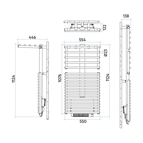 Immagine di Irsap GET UP AIR MIX scaldasalviette, 20 tubi, 1 intervallo, H.112,4 L.55 P.12,2 cm, colore bianco standard finitura lucido Cod.01 GCM055B01IR01NNN01