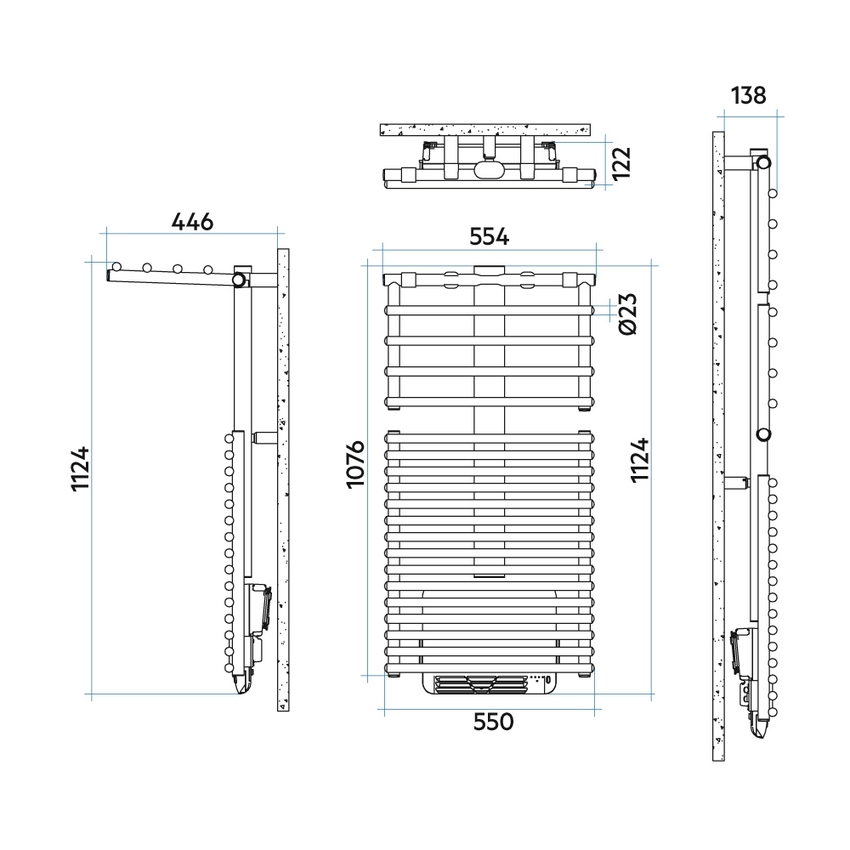 Immagine di Irsap GET UP AIR MIX scaldasalviette, 20 tubi, 1 intervallo, H.112,4 L.55 P.12,2 cm, colore bianco standard finitura lucido Cod.01 GCM055B01IR01NNN01