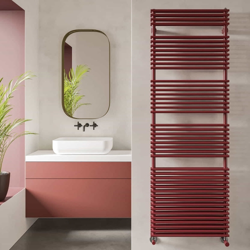 Immagine di Irsap FLAUTO 2 scaldasalviette doppio, 60 tubi, 3 intervalli, H.121,8 L.50,6 P.6,2 cm, colore bianco standard finitura lucido Cod.01 FDM050B01IR01NNN02