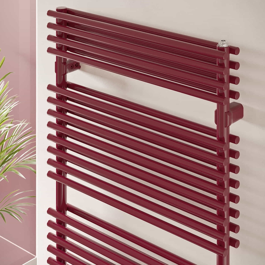 Immagine di Irsap FLAUTO 2 scaldasalviette doppio, 60 tubi, 3 intervalli, H.121,8 L.50,6 P.6,2 cm, colore bianco standard finitura lucido Cod.01 FDM050B01IR01NNN02