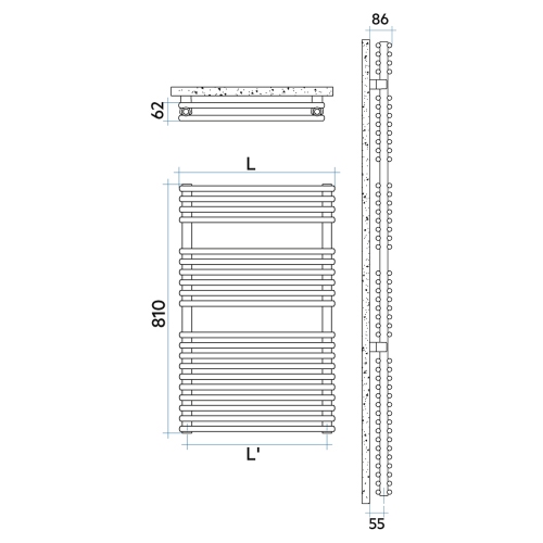Immagine di Irsap FLAUTO 2 scaldasalviette doppio, 40 tubi, 2 intervalli, H.81 L.75,6 P.6,2 cm, colore bianco standard finitura lucido Cod.01 FDP075B01IR01NNN02