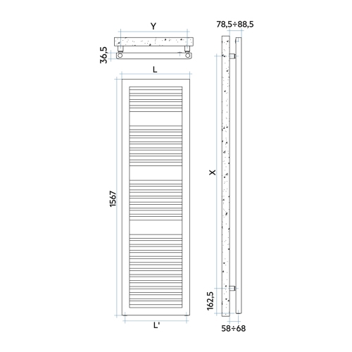 Immagine di Irsap NOVO CULT scaldasalviette, 30 tubi, 3 intervalli, H.156,7 L.60 P.4,9 cm, colore bianco standard finitura lucido Cod.01 NSL060B01IR01NNN03