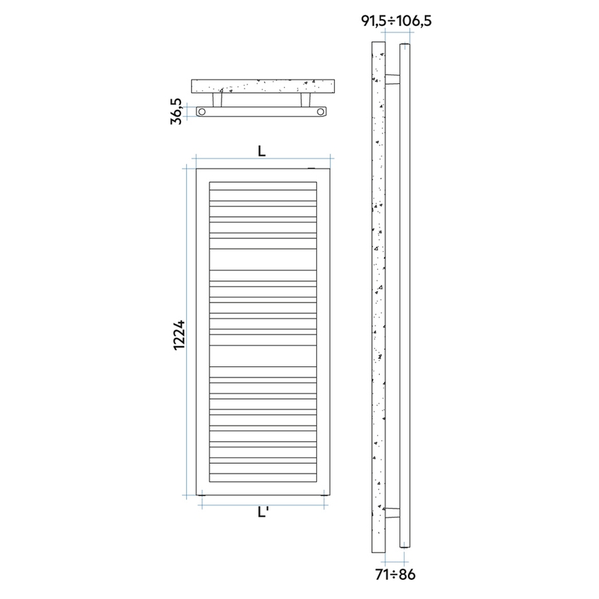 Immagine di Irsap ODDO scaldasalviette, 16 tubi, 2 intervalli, H.122,4 L.50 P.3,65 cm, colore bianco standard finitura lucido Cod.01 LEM050B01IR01NNN03