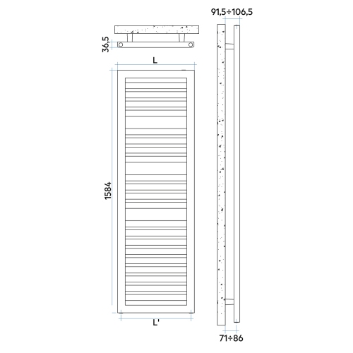 Immagine di Irsap ODDO scaldasalviette, 21 tubi, 3 intervalli, H.158,4 L.60 P.3,65 cm, colore bianco standard finitura lucido Cod.01 LEL060B01IR01NNN02