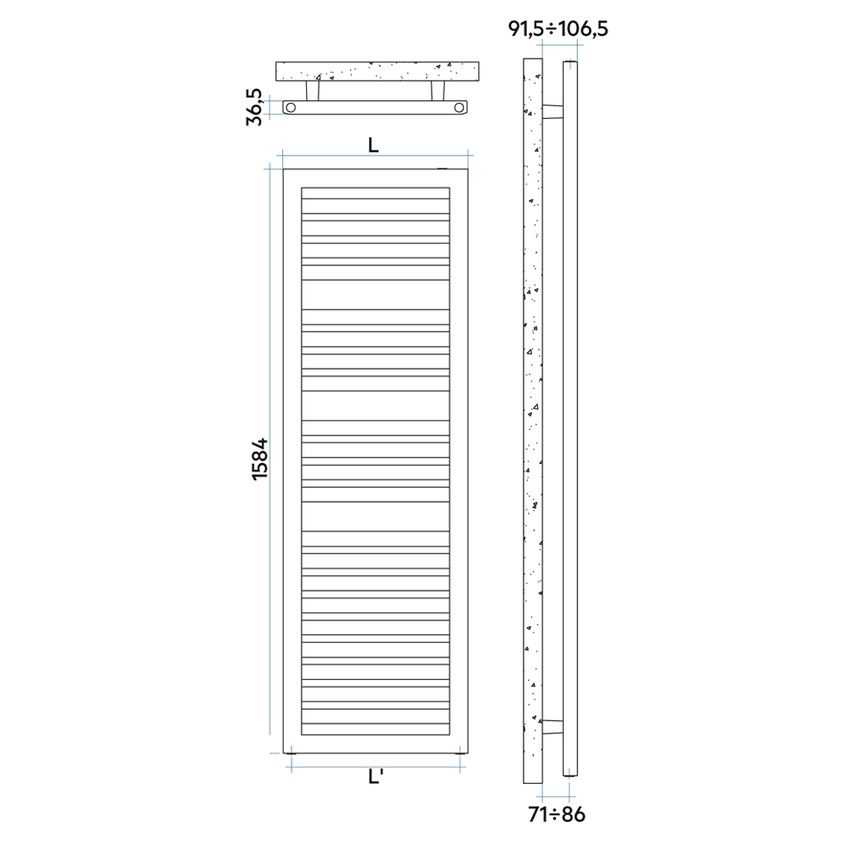 Immagine di Irsap ODDO scaldasalviette, 21 tubi, 3 intervalli, H.158,4 L.60 P.3,65 cm, colore bianco standard finitura lucido Cod.01 LEL060B01IR01NNN02