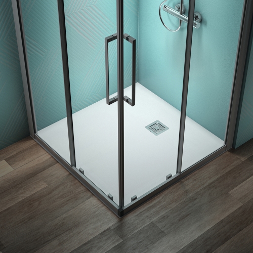 Immagine di Ideal Standard ULTRA FLAT S+ piatto doccia quadrato 100 cm, ultrapiatto, in IdealSolid, colore bianco finitura opaco T5608FR