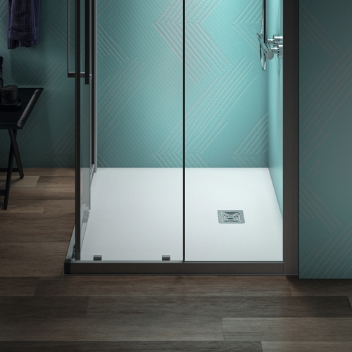 Immagine di Ideal Standard ULTRA FLAT S+ piatto doccia quadrato 100 cm, ultrapiatto, in IdealSolid, colore bianco finitura opaco T5608FR