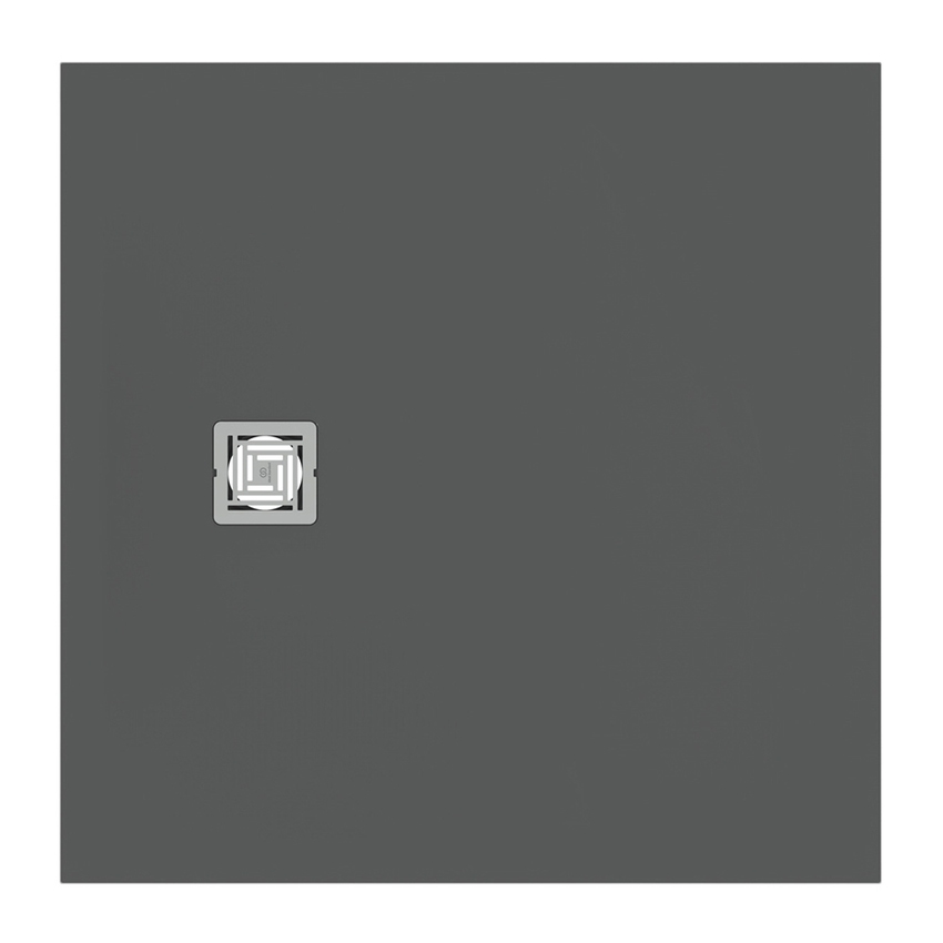 Immagine di Ideal Standard ULTRA FLAT S+ piatto doccia quadrato 100 cm, ultrapiatto, in IdealSolid, colore grigio cemento finitura opaco T5608FS