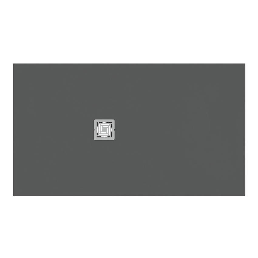 Immagine di Ideal Standard ULTRA FLAT S+ piatto doccia rettangolare L.140 P.80 cm, ultrapiatto, in IdealSolid, con scarico sul lato corto, colore grigio cemento finitura opaco T5599FS