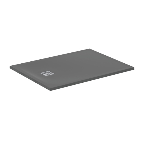 Immagine di Ideal Standard soluzione bagno doppio lavabo 60 cm su mensola 180 cm, colore bianco finitura lucido, doccia rettangolare 120x90 cm, colore grigio cemento finitura pietra opaco, rubinetteria finitura silver storm SING10