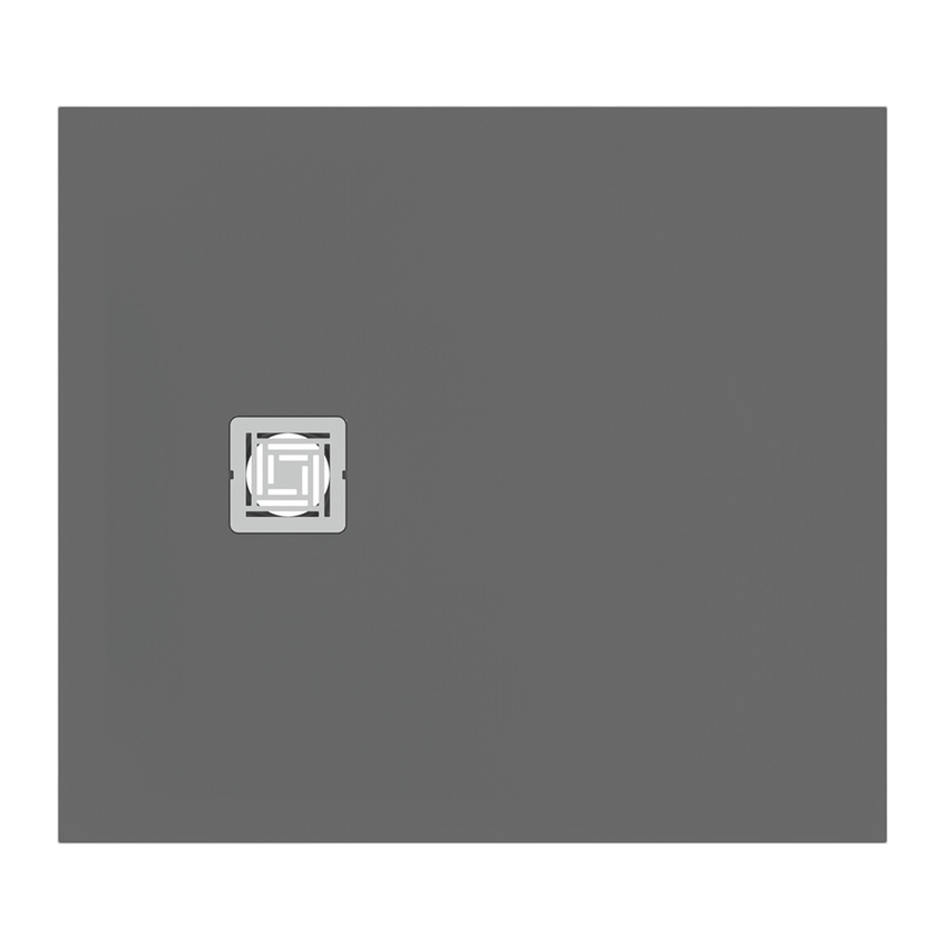 Immagine di Ideal Standard ULTRA FLAT S+ piatto doccia rettangolare L.90 P.80 cm, ultrapiatto, in IdealSolid, con scarico sul lato corto, colore grigio cemento finitura opaco T5688FS