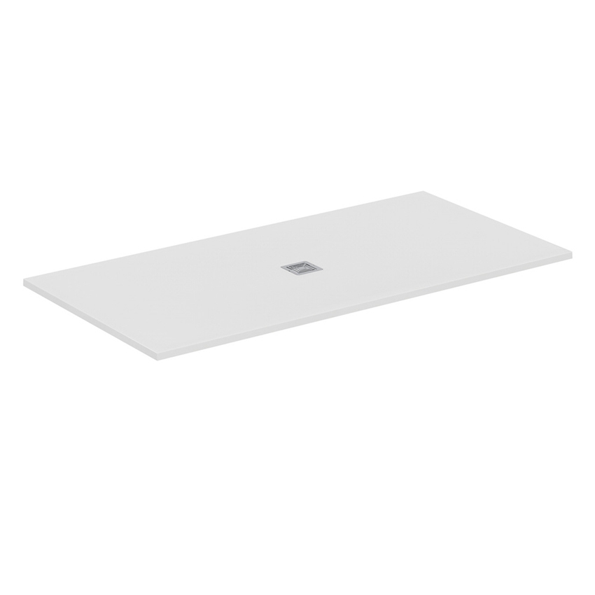 Immagine di Ideal Standard ULTRA FLAT S+ piatto doccia rettangolare L.200 P.100 cm, ultrapiatto, in IdealSolid, con scarico centrale, colore bianco finitura opaco T5617FR