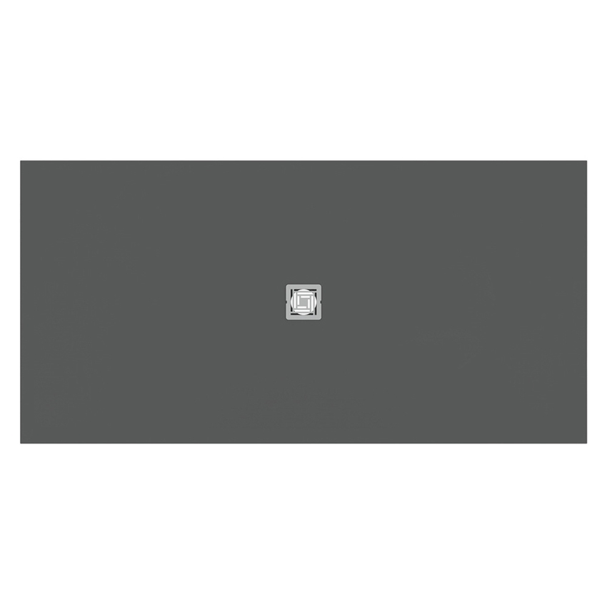 Immagine di Ideal Standard ULTRA FLAT S+ piatto doccia rettangolare L.200 P.100 cm, ultrapiatto, in IdealSolid, con scarico centrale, colore grigio cemento finitura opaco T5617FS