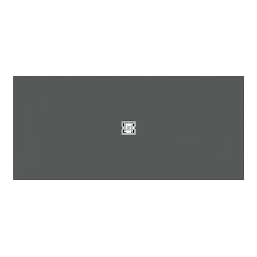 Immagine di Ideal Standard ULTRA FLAT S+ piatto doccia rettangolare L.200 P.90 cm, ultrapiatto, in IdealSolid, con scarico centrale, colore grigio cemento finitura opaco T5618FS