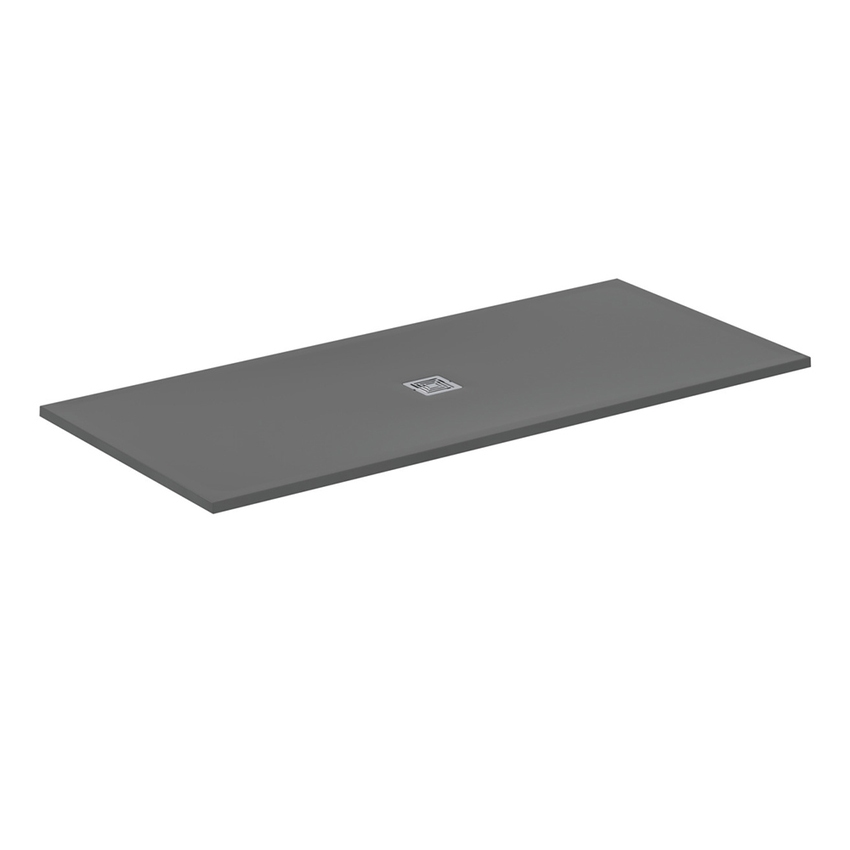 Immagine di Ideal Standard ULTRA FLAT S+ piatto doccia rettangolare L.200 P.90 cm, ultrapiatto, in IdealSolid, con scarico centrale, colore grigio cemento finitura opaco T5618FS