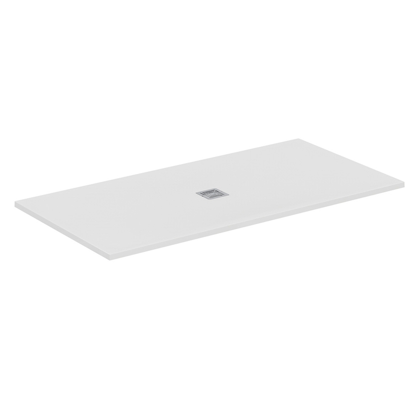 Immagine di Ideal Standard ULTRA FLAT S+ piatto doccia rettangolare L.180 P.90 cm, ultrapiatto, in IdealSolid, con scarico centrale, colore bianco finitura opaco T5609FR