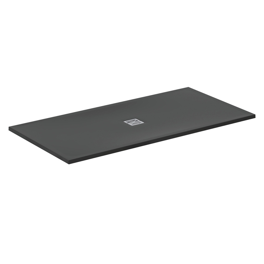 Immagine di Ideal Standard ULTRA FLAT S+ piatto doccia rettangolare L.180 P.90 cm, ultrapiatto, in IdealSolid, con scarico centrale, colore nero finitura opaco T5609FV