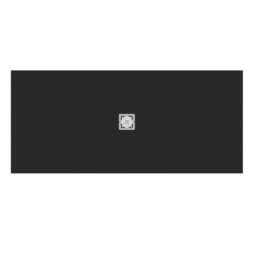 Immagine di Ideal Standard ULTRA FLAT S+ piatto doccia rettangolare L.180 P.80 cm, ultrapiatto, in IdealSolid, con scarico centrale, colore nero finitura opaco T5612FV