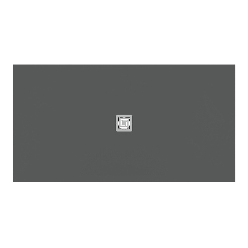 Immagine di Ideal Standard ULTRA FLAT S+ piatto doccia rettangolare L.170 P.90 cm, ultrapiatto, in IdealSolid, con scarico centrale, colore grigio cemento finitura opaco T5616FS