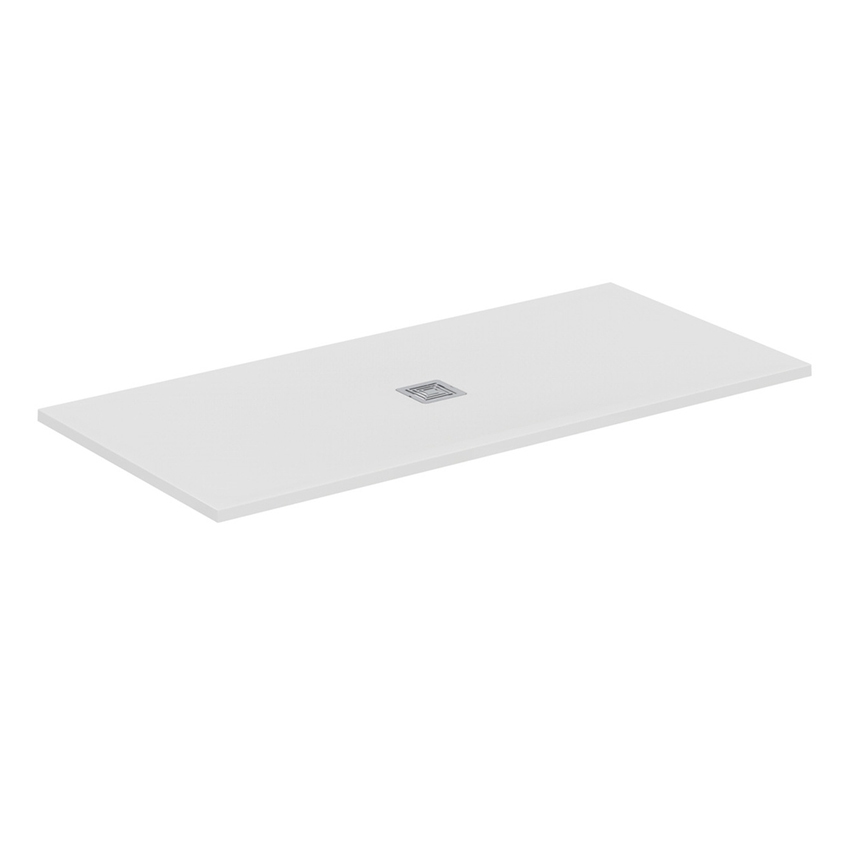 Immagine di Ideal Standard ULTRA FLAT S+ piatto doccia rettangolare L.170 P.80 cm, ultrapiatto, in IdealSolid, con scarico centrale, colore bianco finitura opaco T5611FR