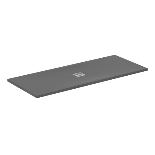 Immagine di Ideal Standard ULTRA FLAT S+ piatto doccia rettangolare L.170 P.70 cm, ultrapiatto, in IdealSolid, con scarico centrale, colore grigio cemento finitura opaco T5614FS