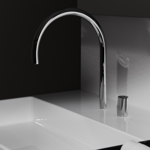 Immagine di Ideal Standard SOLOS lavabo rettificato L.122 cm, sospeso o da appoggio, senza troppopieno, con due fori per rubinetteria sequenziale, colore bianco finitura lucido T536801