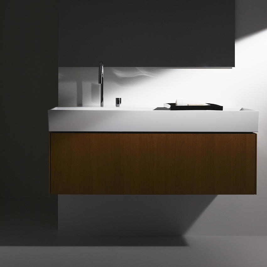 Immagine di Ideal Standard SOLOS lavabo rettificato L.122 cm, sospeso o da appoggio, senza troppopieno, con due fori per rubinetteria sequenziale, colore bianco finitura lucido T536801