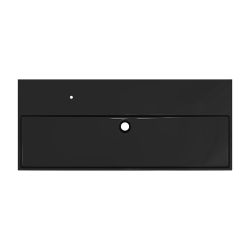 Immagine di Ideal Standard SOLOS lavabo rettificato L.122 cm, sospeso o da appoggio, senza troppopieno, con foro per rubinetteria, colore nero finitura lucido T5367V2